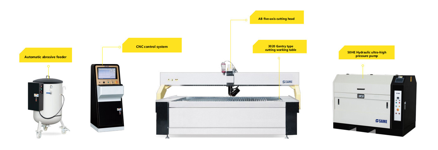 Hydraulic type AC five-axis waterjet cutter